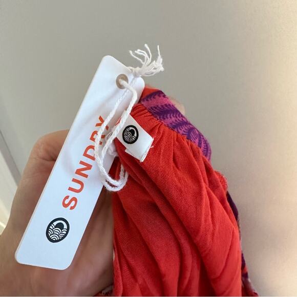 NWT Tuckernuck Sundry Red Cotton Floral Maxi Dress M/L - Picture 13 of 15